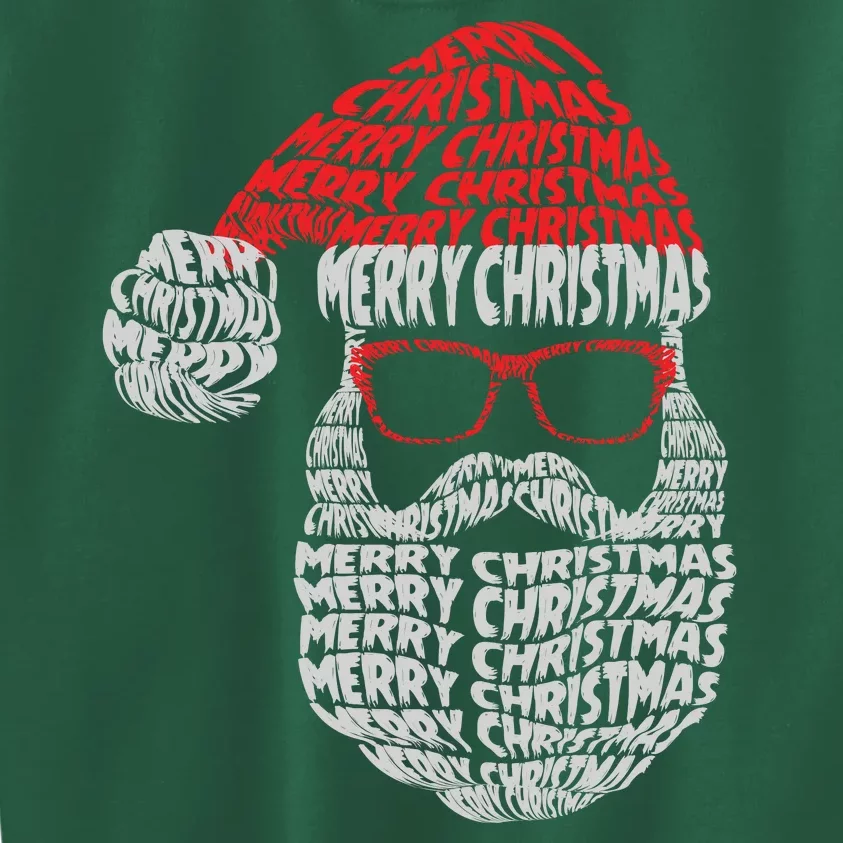 Cool Merry Christmas Text Art Santa Claus Kids Sweatshirt