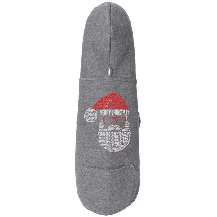 Cool Merry Christmas Text Art Santa Claus Doggie 3-End Fleece Hoodie