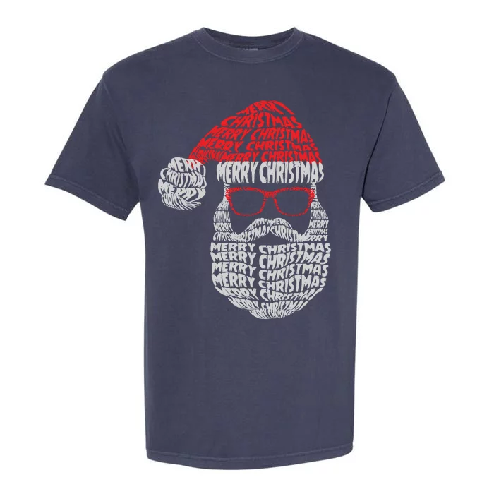 Cool Merry Christmas Text Art Santa Claus Garment-Dyed Heavyweight T-Shirt