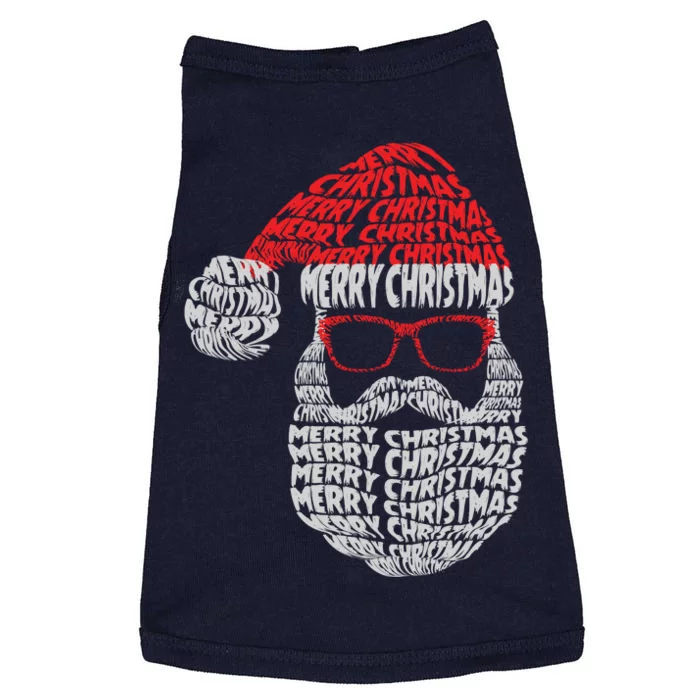 Cool Merry Christmas Text Art Santa Claus Doggie Tank