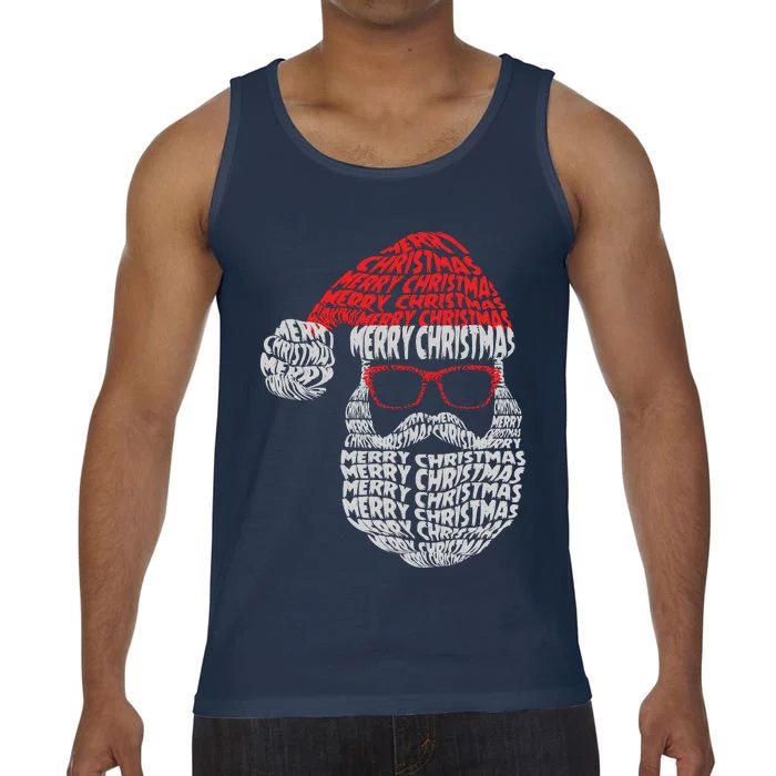 Cool Merry Christmas Text Art Santa Claus Comfort Colors® Tank Top