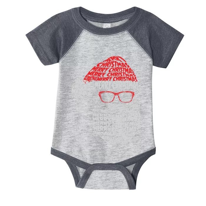 Cool Merry Christmas Text Art Santa Claus Infant Baby Jersey Bodysuit