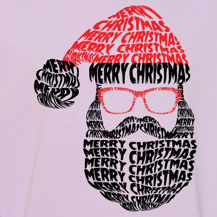 Cool Merry Christmas Text Art Santa Claus Garment-Dyed Sweatshirt