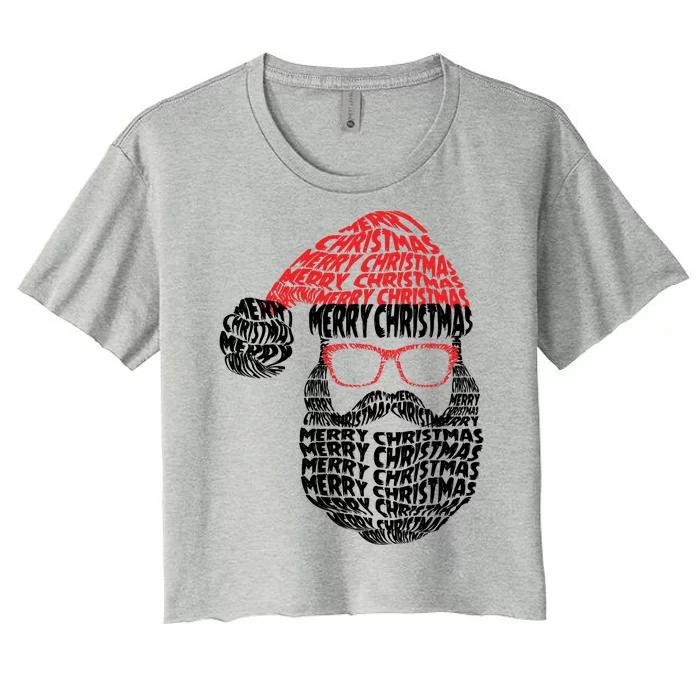 Cool Merry Christmas Text Art Santa Claus Women's Crop Top Tee