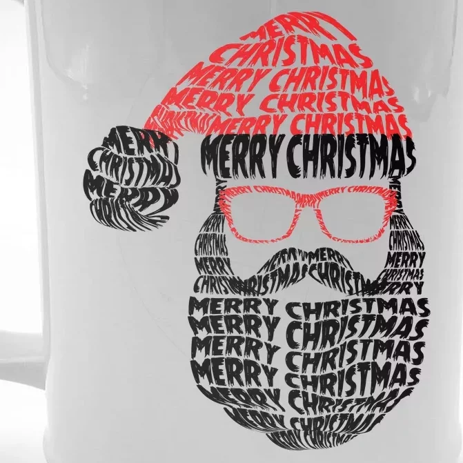 Cool Merry Christmas Text Art Santa Claus Front & Back Beer Stein