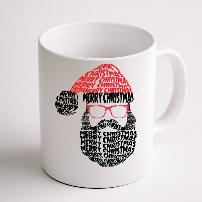 Cool Merry Christmas Text Art Santa Claus Front & Back Coffee Mug