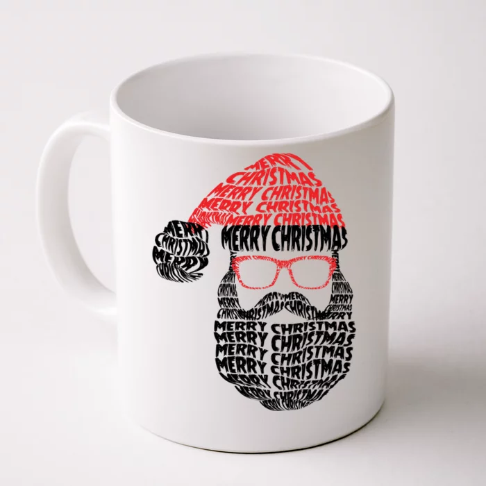 Cool Merry Christmas Text Art Santa Claus Front & Back Coffee Mug