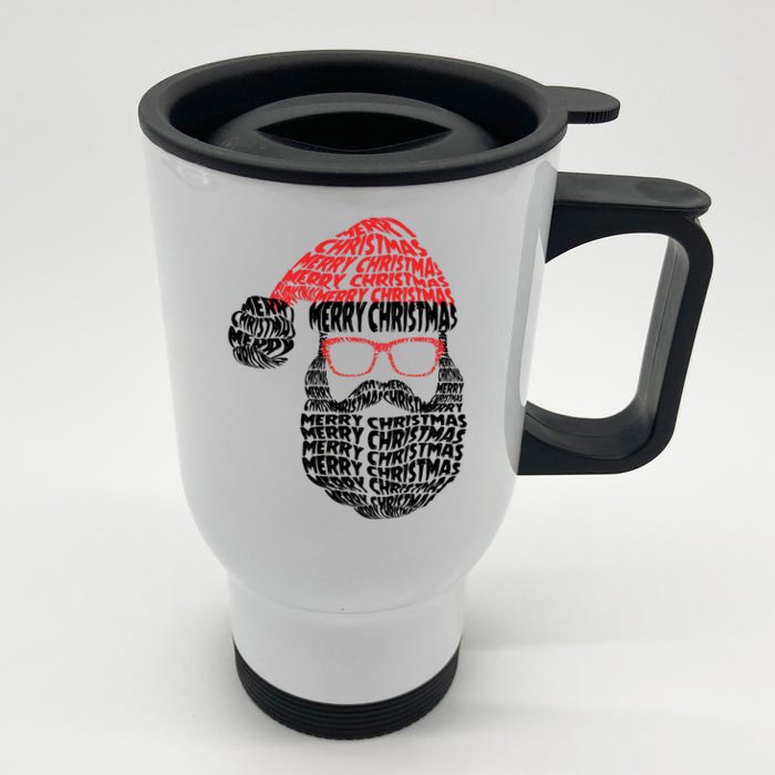 Cool Merry Christmas Text Art Santa Claus Front & Back Stainless Steel Travel Mug