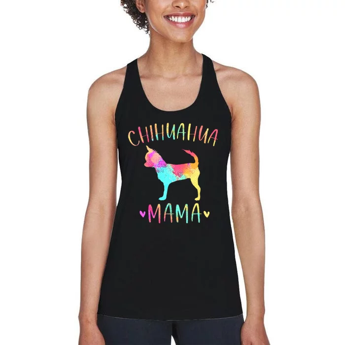 Chihuahua Mama Colorful ChiChi Gifts Dog Mom Women's Racerback Tank