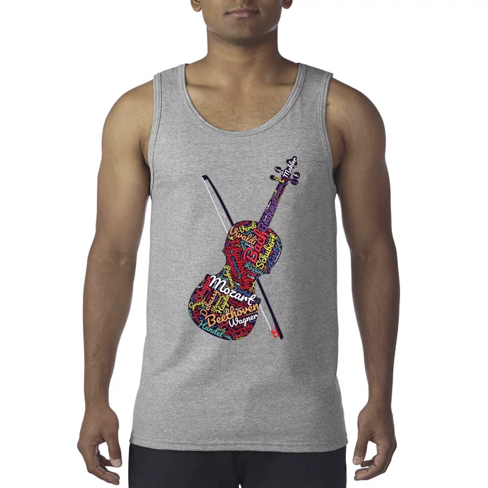 Classical Music Composers Violin Word Art Tank Top