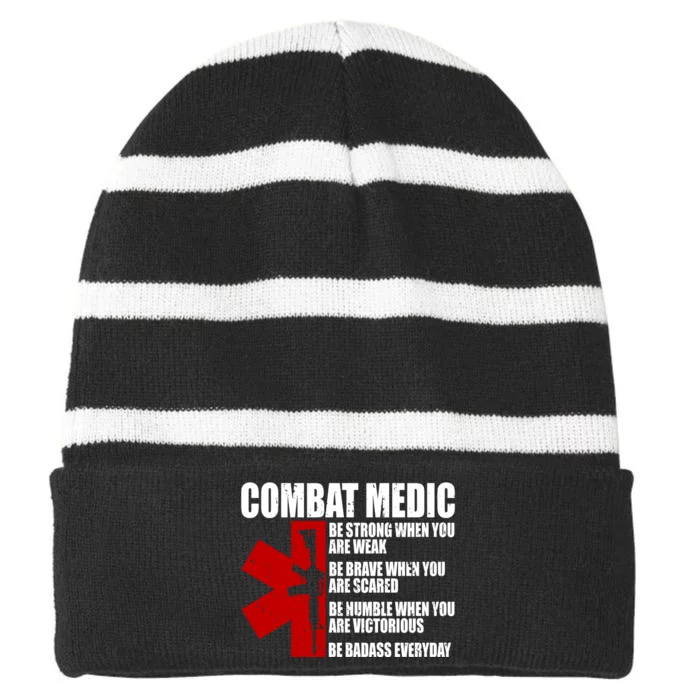 Combat Medic Striped Beanie with Solid Band