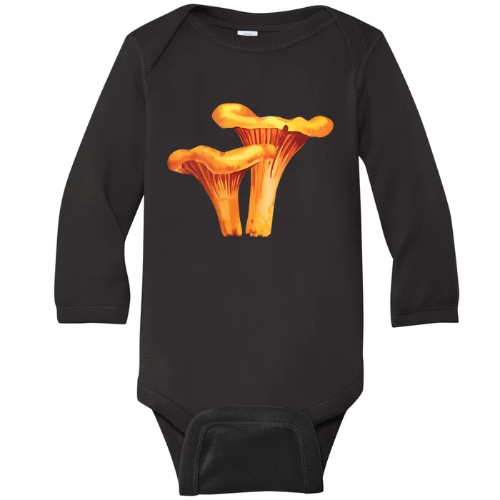 Chanterelle Mushroom Baby Long Sleeve Bodysuit