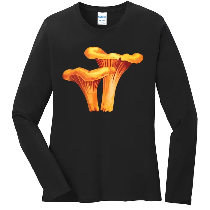 Chanterelle Mushroom Ladies Long Sleeve Shirt