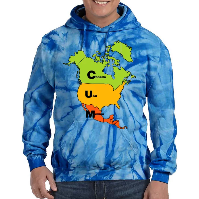 Cum Map Canada Usa And Mexico Tie Dye Hoodie