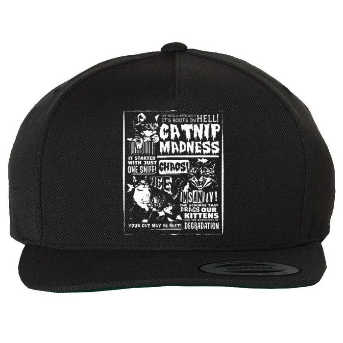 Catnip Madness Cute Kitten Cat Lover Wool Snapback Cap