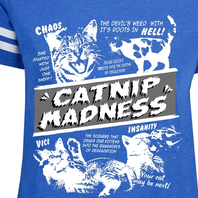 Catnip Madness Cute Kitten Funny Cat Pet Humor Enza Ladies Jersey Football T-Shirt