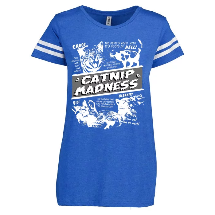 Catnip Madness Cute Kitten Funny Cat Pet Humor Enza Ladies Jersey Football T-Shirt