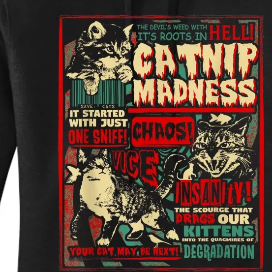 Catnip Madness Cute Kitten Cat Lover Gift For Cat Owners Women's Pullover Hoodie