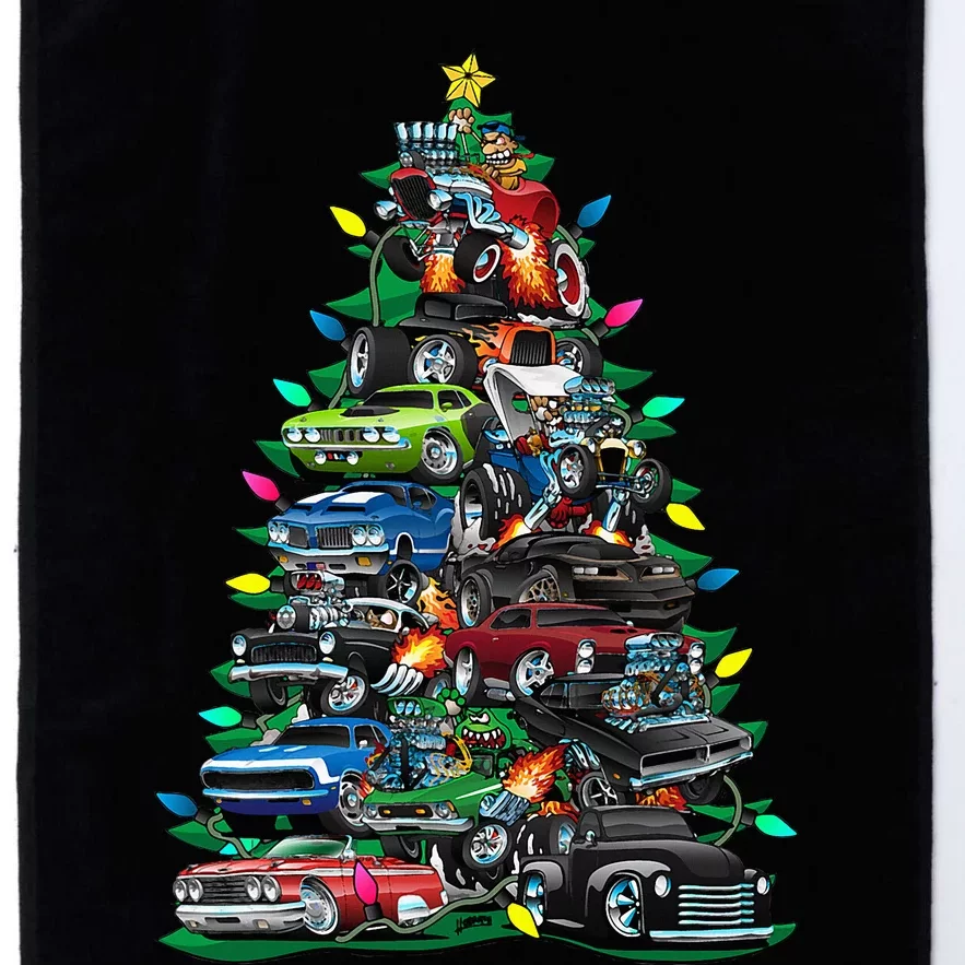 Car Madness Christmas Tree! Classic Muscle Cars And Hotrods Platinum Collection Golf Towel