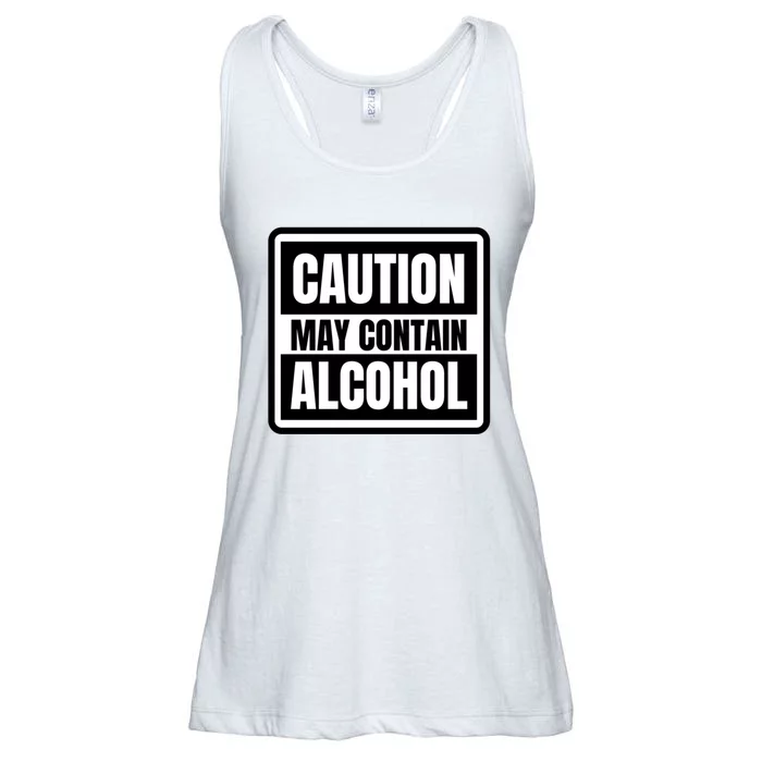 Caution May Contain Alcohol Funny Party Outfit Drinking Quote Saying Ladies Essential Flowy Tank