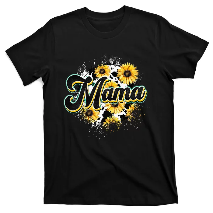 Cute Mama Cow Print Sunflower MotherS Day T-Shirt