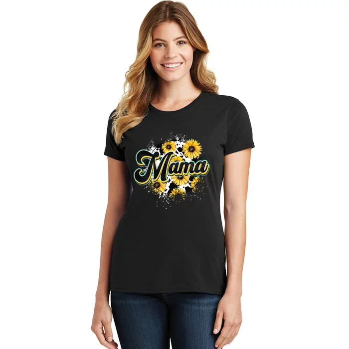 Cute Mama Cow Print Sunflower MotherS Day Women's T-Shirt