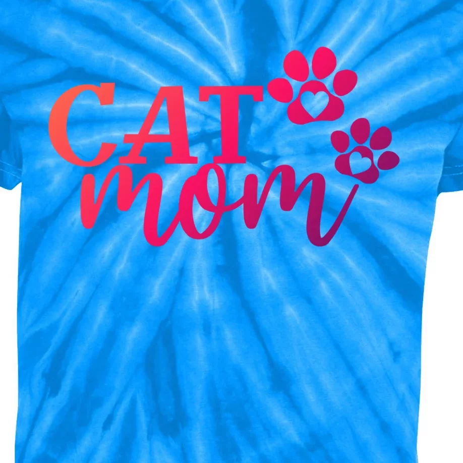 Cat Mom Cat Paws Cat Lover Funny Cute Cat Gift Kids Tie-Dye T-Shirt