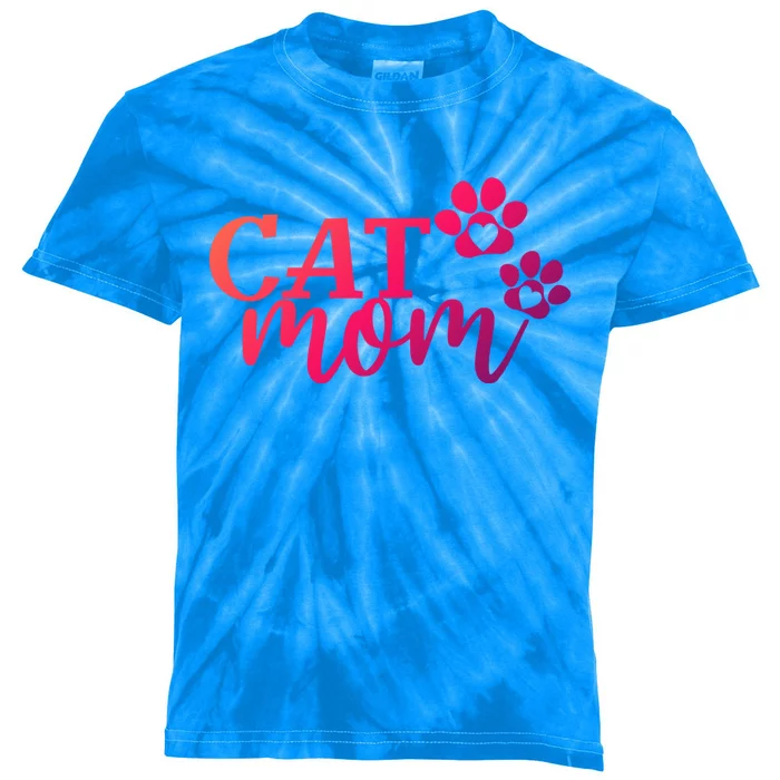 Cat Mom Cat Paws Cat Lover Funny Cute Cat Gift Kids Tie-Dye T-Shirt