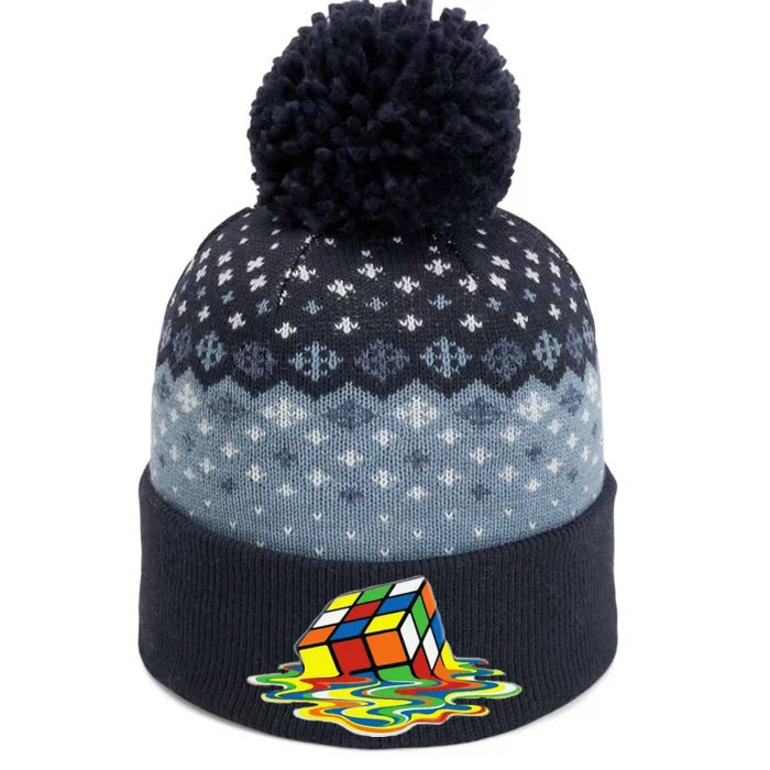 Cute Melting Cube Rubik The Baniff Cuffed Pom Beanie