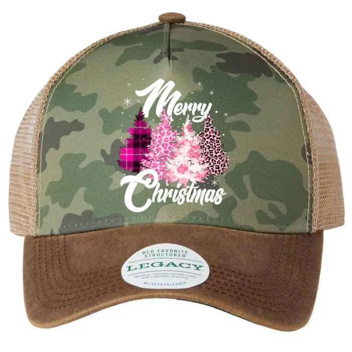 Cute Merry Christmas Pink Pattern Christmas Pine Trees Legacy Tie Dye Trucker Hat