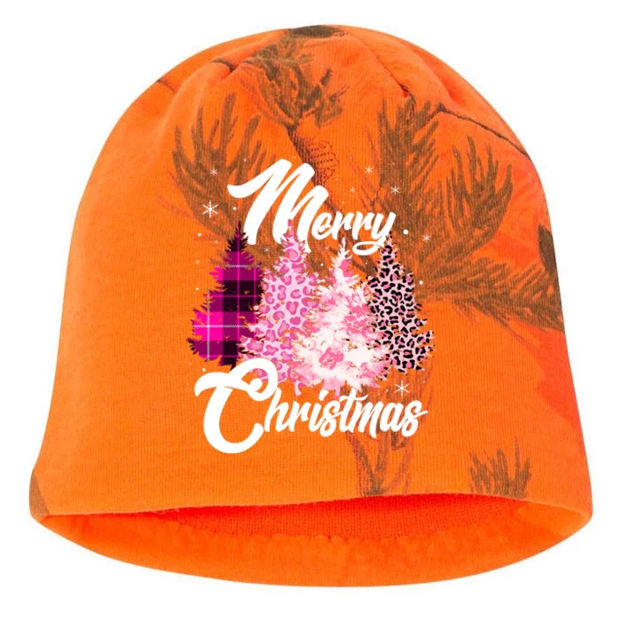 Cute Merry Christmas Pink Pattern Christmas Pine Trees Kati - Camo Knit Beanie