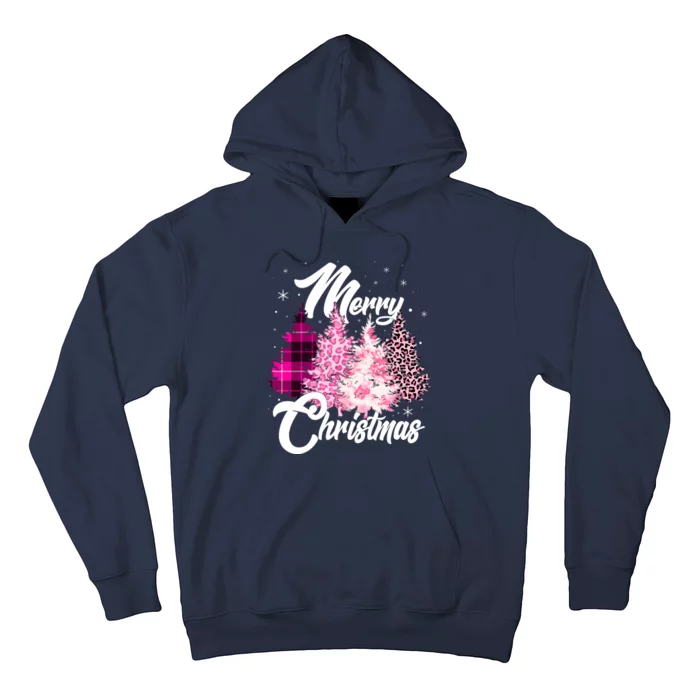 Cute Merry Christmas Pink Pattern Christmas Pine Trees Hoodie