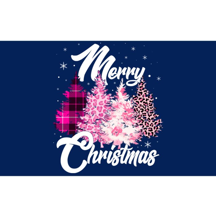 Cute Merry Christmas Pink Pattern Christmas Pine Trees Bumper Sticker