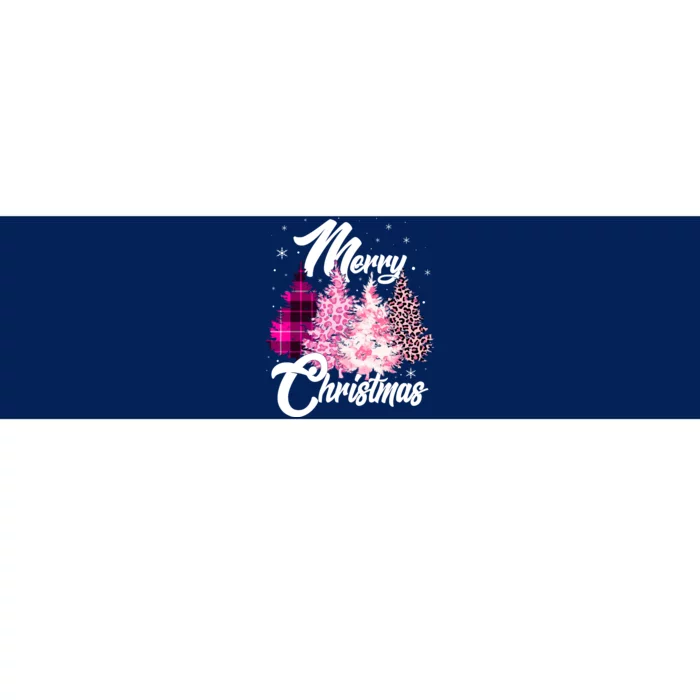 Cute Merry Christmas Pink Pattern Christmas Pine Trees Bumper Sticker