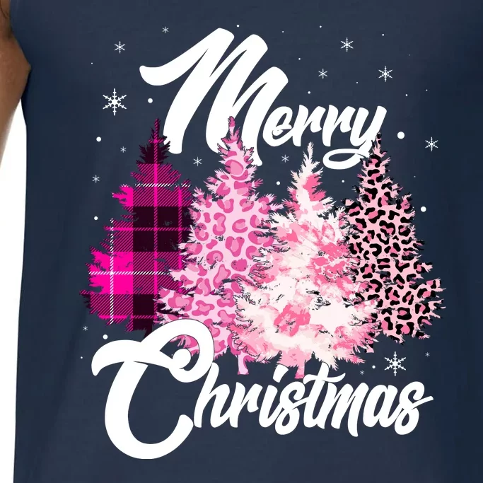 Cute Merry Christmas Pink Pattern Christmas Pine Trees Comfort Colors® Tank Top