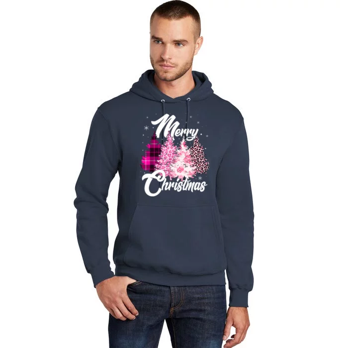 Cute Merry Christmas Pink Pattern Christmas Pine Trees Tall Hoodie