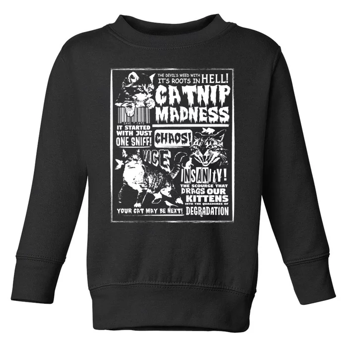 Catnip Madness Cute Kitten Cat Lover Gift For Cat Owners Toddler Sweatshirt