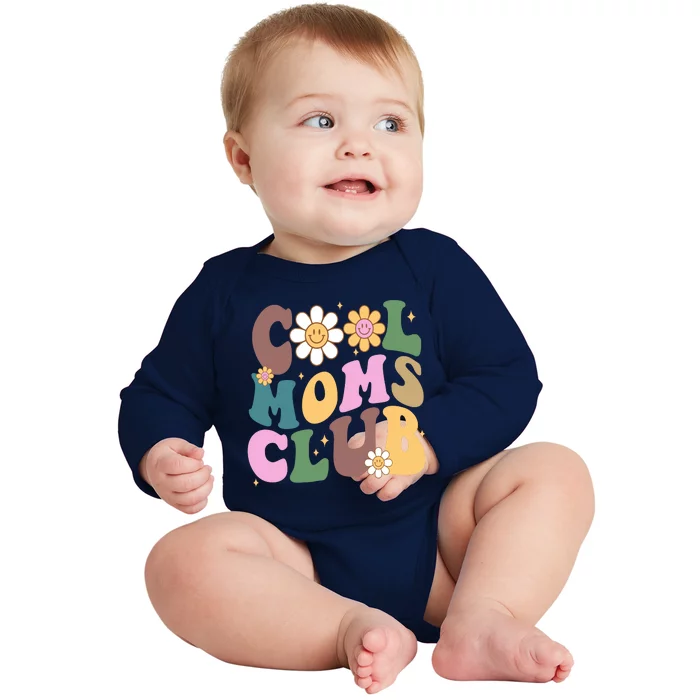 Cool Mom Club Floral Mothers Day Baby Long Sleeve Bodysuit