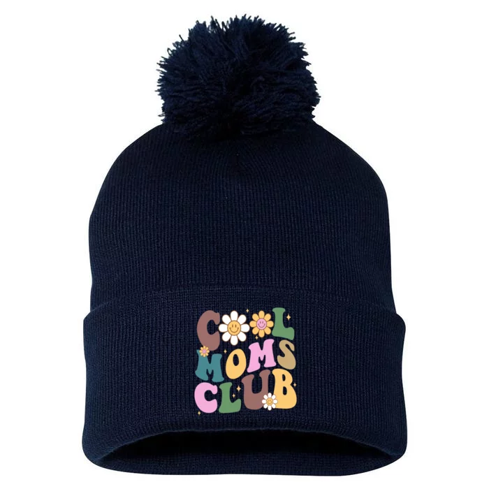 Cool Mom Club Floral Mothers Day Pom Pom 12in Knit Beanie