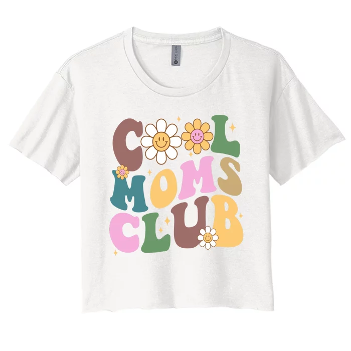 Cool Mom Club Floral Mothers Day Women's Crop Top Tee