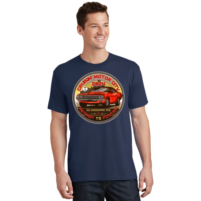 Cruisin Motor City Detroit To Pontiac 2024 Emblem Color Version T-Shirt