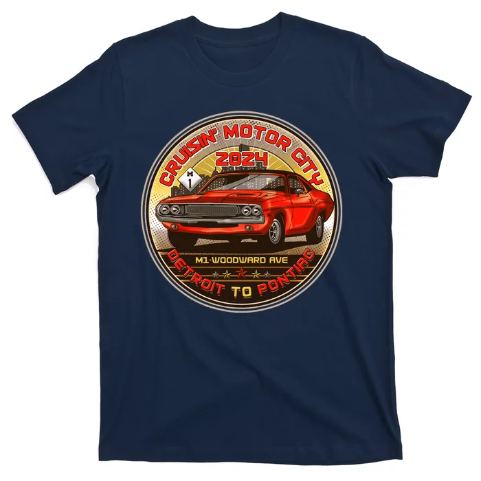 Cruisin Motor City Detroit To Pontiac 2024 Emblem Color Version T-Shirt