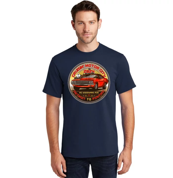 Cruisin Motor City Detroit To Pontiac 2024 Emblem Color Version Tall T-Shirt