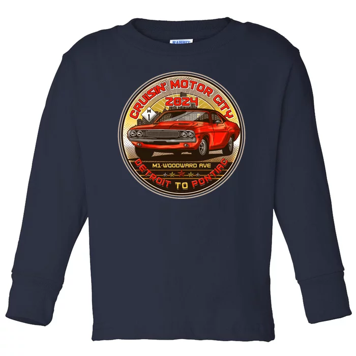 Cruisin Motor City Detroit To Pontiac 2024 Emblem Color Version Toddler Long Sleeve Shirt