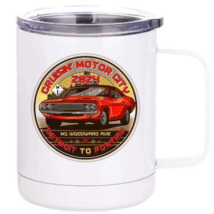 Cruisin Motor City Detroit To Pontiac 2024 Emblem Color Version Front & Back 12oz Stainless Steel Tumbler Cup