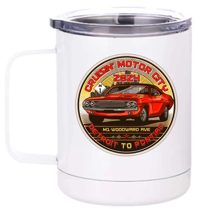 Cruisin Motor City Detroit To Pontiac 2024 Emblem Color Version Front & Back 12oz Stainless Steel Tumbler Cup