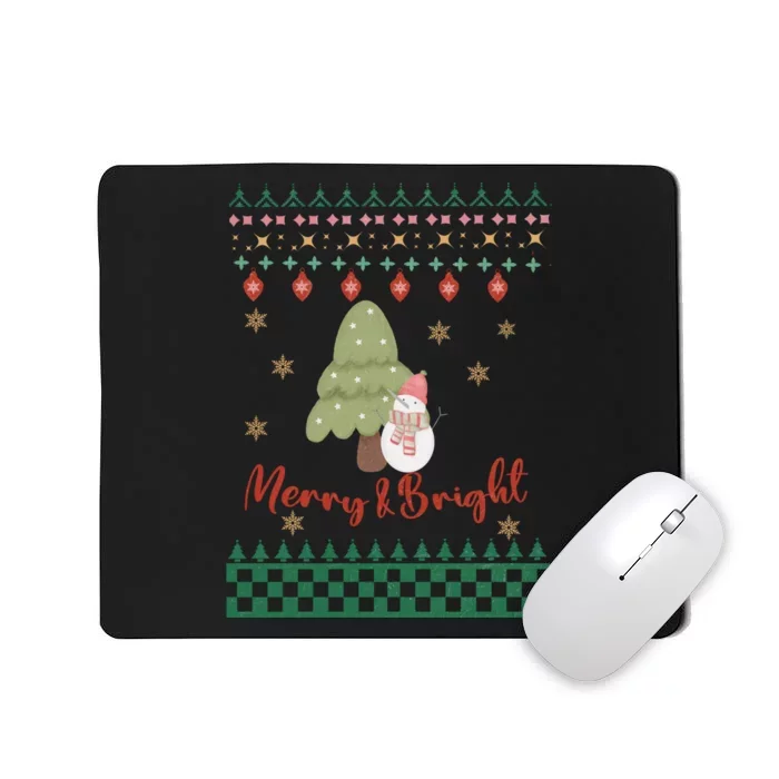 Cool Merry Christmas And Bright Snowman Mousepad