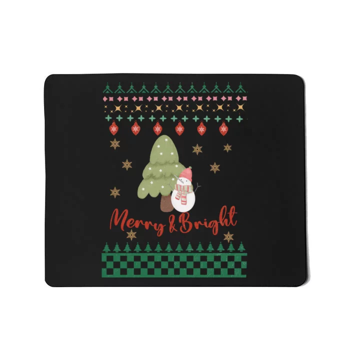 Cool Merry Christmas And Bright Snowman Mousepad