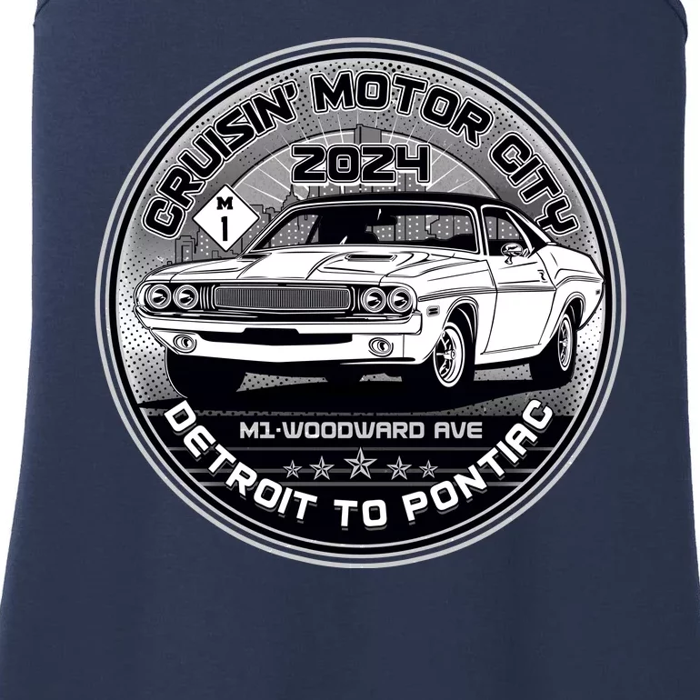 Cruisin Motor City Detroit To Pontiac 2024 Emblem Silver Version Ladies Essential Tank