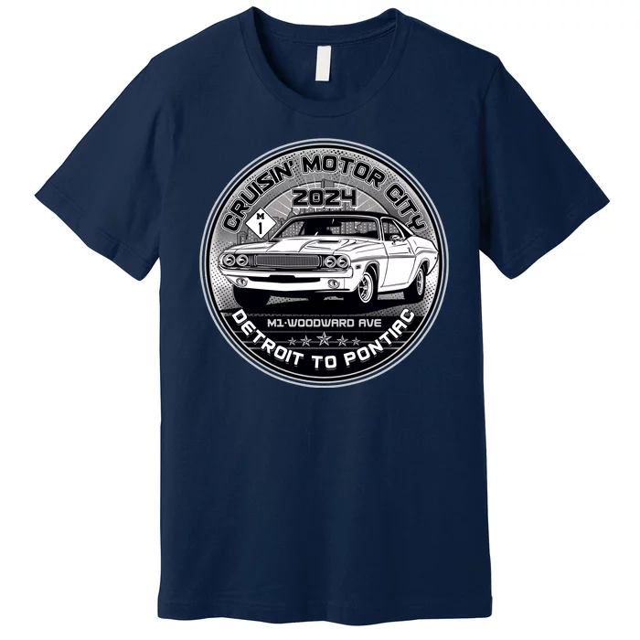 Cruisin Motor City Detroit To Pontiac 2024 Emblem Silver Version Premium T-Shirt